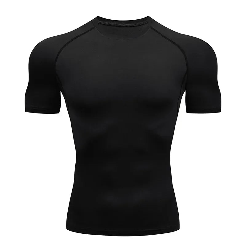 Erkekler İçin Baskılı Kompresyon Tişört – Yazlık Kısa Kollu Rash Guard, Spor ve Fitness İçin Uygun, Hızlı Kuruyan Atletik İç Katman Üst Giyim
