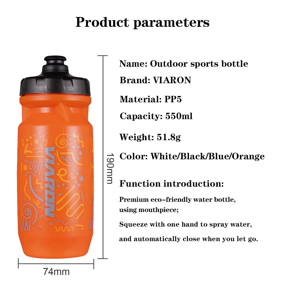 VIARON 550 ml Bisiklet Su Şişesi – Yol Tipi, Spor ve Fitness İçin Uygun, Koşu ve Bisiklet Sürüşüne Özel, Sızdırmaz, Kafese Uyumlu Matara